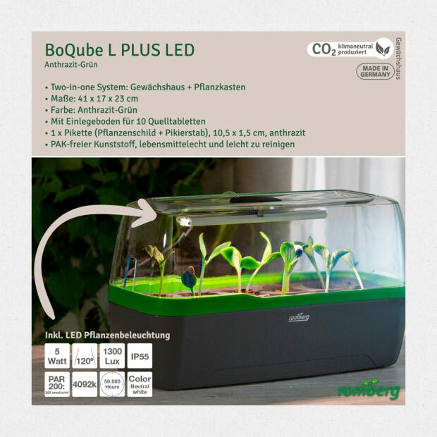 LED Gewächshaus Anthrazit Grün