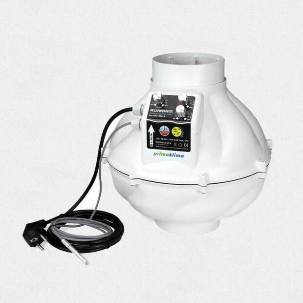 Prima Klima Silenced Fan Temp. Controlled 800m³/h 125mm