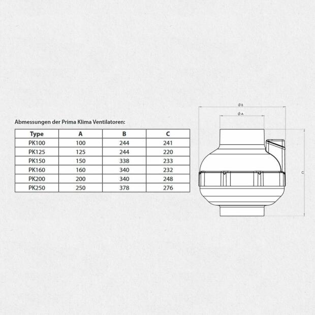 PrimaKlima Rohrventilator 125L 360m³/h