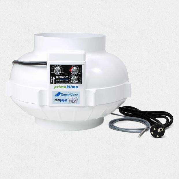 Rohrventilator PrimaKlima PK200EC-TC 1350m³/h Drehzahl- u. Klimaregler