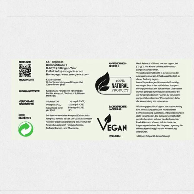 S&R Organics GreenPower Soil Light Mix mit Perlite 50L